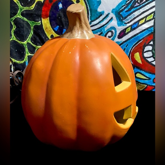 Vintage Pumpkin Jack O Lantern Lighted Halloween Fall Decor 9" - Picture 4 of 11